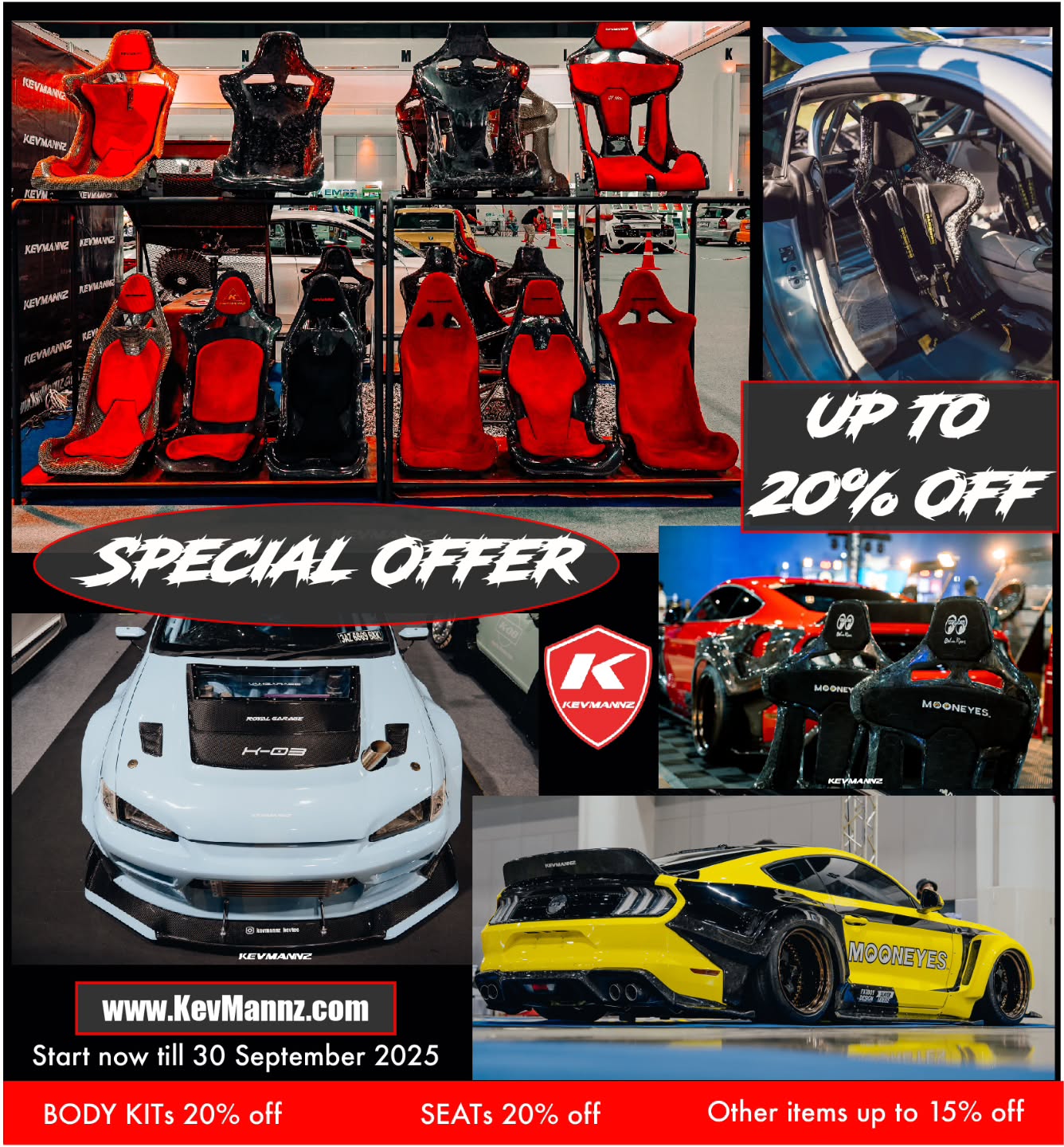 ✅️ Special offer: up to 20% discount. 👍
Enjoy shopping on our website www.KevMannz.com
From now until 30th September 2025.
👉 Seats: 20% off
👉 Body kit: 20% off
👉 Hood: 15% off
👉 Trunk: 10% off
👉 Other items: 5% off
